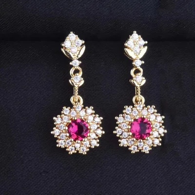 Charming Round Red Crystals Pendants Necklace Set (4 pcs)